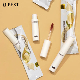 QIBEST Lip Gloss 8 Colors Nude Matte Chocolate Lipstick Waterproof Long Lasting Women Red Lip Tint Velvet Lip Glaze Cosmetics ALODIA STORE