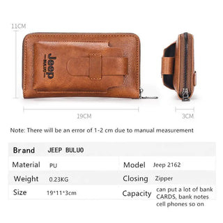 JEEP BULUO Leather Men Clutch Wallet Brand Purse For Phone Double Zipper Luxury Wallet Leather Clutch Bag Large Capacity  ALODIA STORE