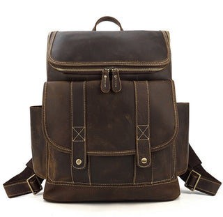 Genuine leather cow skin men large backpack outdoor travel backpack high quality ALODIA STORE