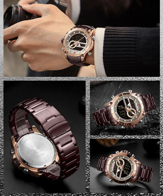 NAVIFORCE Luxury Original Sports Wrist Watch For Men Quartz Steel Waterproof Dual Display Fashion Watches Relogio Masculino 9163 ALODIA STORE