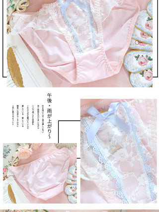 Underwear sweet and cute lace lingerie with briefs set girl heart fresh steel ring gathered thin bra set large size bralette ALODIA STORE
