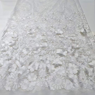 Three - dimensional sunflower floating soft mesh embroidery lace dress fabric ALODIA STORE