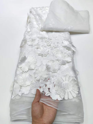 Three - dimensional sunflower floating soft mesh embroidery lace dress fabric ALODIA STORE
