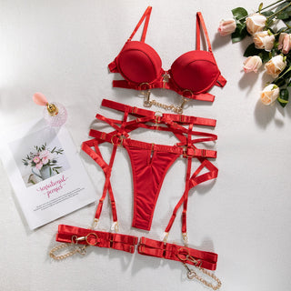 MIRABELLE Padded Lingerie For Women Sexy porn Underwear Women Body Fine Bra and Panty Set Luxury Garter With Chain Bilizna Set ALODIA STORE