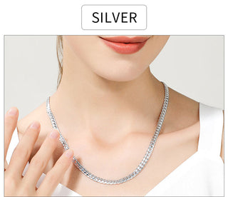 TIEEFEGO 925 Sterling Silver 6mm Side Chain 8/18/20/22/24 Inch Necklace For Woman Men Fashion Wedding Engagement Jewelry Gift ALODIA STORE