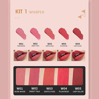 IMAGIC  5-color Set Waterproof Matte Velvet Nude Nude Color Lipstick Lip Gloss Deep Red Long Lasting Lip Gloss Female Lip - Alodia Store