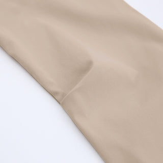 Mnealways18 Spring Summer Bodycon Dress Women Khaki Long Sleeve Pleated Shirt Dress Office Ladies Solid Lapel Casual Mini Dresss ALODIA STORE