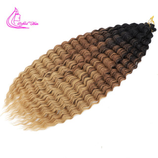 Synthetic Curly Braids  Water Wave 22 30 Inch Long Crochet Hair Ombre Brown Blonde Pink Deep Wave Braiding Hair Extensions ALODIA STORE