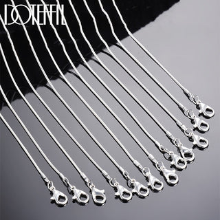 DOTEFFIL 925 Sterling Silver 10pcs/Lot 16/18/20/22/24/26/28/30 Inch 1.2mm Snake Chain Necklace For Woman Man Fashion Jewelry ALODIA STORE