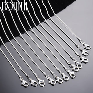 DOTEFFIL 925 Sterling Silver 10pcs/Lot 16/18/20/22/24/26/28/30 Inch 1.2mm Snake Chain Necklace For Woman Man Fashion Jewelry ALODIA STORE