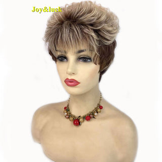 Short Ombre Blonde Wig Synthetic Bob Straight Hair With Bangs Women Natural Daily Wear Wig ALODIA STORE
