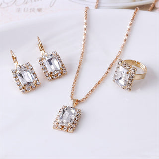 Exquisite Double Heart Necklace Earrings Bracelet Jewelry Set Charm Ladies Jewelry Fashion Bridal Accessory Set Romantic Gifts ALODIA STORE