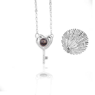 Projection Necklace 100 Languages I Love You Pendant Jewelry For Lover Girlfriend 2023 Trendy Couple Romantic Cute Accessories ALODIA STORE