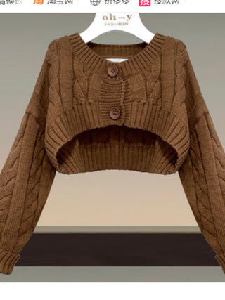 Fall Winter Two Piece Sets Sweater And Straped High Waist ALODIA STORE