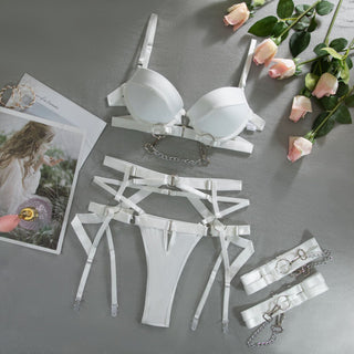 MIRABELLE Padded Lingerie For Women Sexy porn Underwear Women Body Fine Bra and Panty Set Luxury Garter With Chain Bilizna Set ALODIA STORE