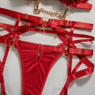 MIRABELLE Padded Lingerie For Women Sexy porn Underwear Women Body Fine Bra and Panty Set Luxury Garter With Chain Bilizna Set ALODIA STORE