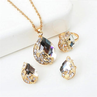 Exquisite Double Heart Necklace Earrings Bracelet Jewelry Set Charm Ladies Jewelry Fashion Bridal Accessory Set Romantic Gifts ALODIA STORE