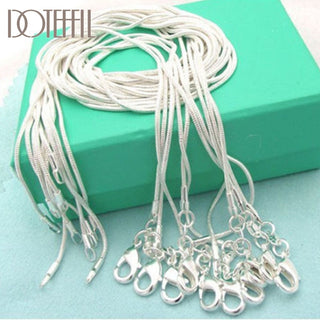 DOTEFFIL 925 Sterling Silver 10pcs/Lot 16/18/20/22/24/26/28/30 Inch 1.2mm Snake Chain Necklace For Woman Man Fashion Jewelry ALODIA STORE