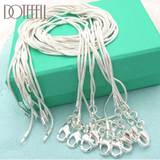 DOTEFFIL 925 Sterling Silver 10pcs/Lot 16/18/20/22/24/26/28/30 Inch 1.2mm Snake Chain Necklace For Woman Man Fashion Jewelry ALODIA STORE