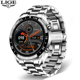 LIGE 2022 Full Circle Touch Screen Steel Band Luxury Bluetooth Call Men Smart Watch Waterproof Sport Activity Fitness Watch+Box ALODIA STORE