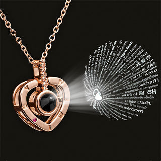 Projection Necklace 100 Languages I Love You Pendant Jewelry For Lover Girlfriend 2023 Trendy Couple Romantic Cute Accessories ALODIA STORE
