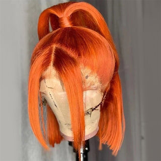 Ginger Short Bob Lace Front Wigs 100% Human Hair Wigs Bob Lace Wigs For Women Blonde Orange Straight Brazilian Hair Closure Wig ALODIA STORE