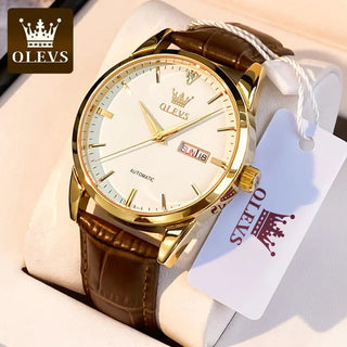 OLEVS Top Brand  Men Classic Quartz Waterproof Watch Leather Strap Business Popular Casual Men Watch ALODIA STORE