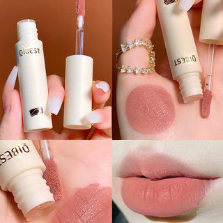 QIBEST Lip Gloss 8 Colors Nude Matte Chocolate Lipstick Waterproof Long Lasting Women Red Lip Tint Velvet Lip Glaze Cosmetics ALODIA STORE