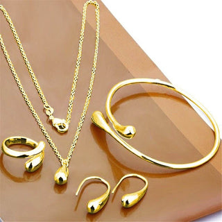 Exquisite Double Heart Necklace Earrings Bracelet Jewelry Set Charm Ladies Jewelry Fashion Bridal Accessory Set Romantic Gifts ALODIA STORE