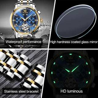 OLEVS Original Watch For Men Automatic Mechanical Watch Top Brand Luxury Tourbillon Wristwatch Classic Male Black Watches  6607 ALODIA STORE