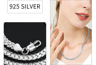 TIEEFEGO 925 Sterling Silver 6mm Side Chain 8/18/20/22/24 Inch Necklace For Woman Men Fashion Wedding Engagement Jewelry Gift ALODIA STORE