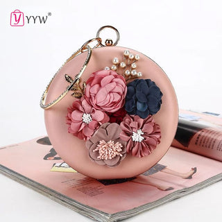 Pink Round Flower Clutch Bag ALODIA STORE