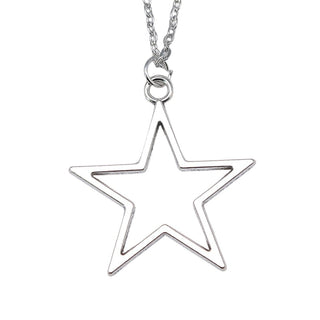 Fashion Simple Vintage Antique Silver Color 36x33mm Hollow Star Pendant Necklace For Women ALODIA STORE