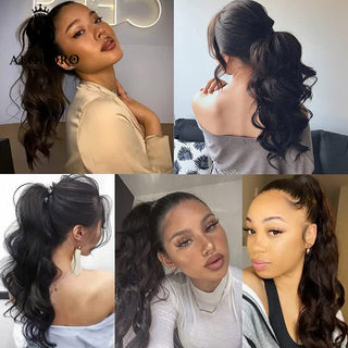 Synthetic 22inch Claw Clip Ponytail Hair Extension Wavy Ponytail Synthetic Ponytail Hair Clip For Women Pony Tail Hairpiece ALODIA STORE