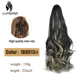 Synthetic 22inch Claw Clip Ponytail Hair Extension Wavy Ponytail Synthetic Ponytail Hair Clip For Women Pony Tail Hairpiece ALODIA STORE