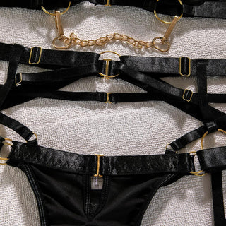 MIRABELLE Padded Lingerie For Women Sexy porn Underwear Women Body Fine Bra and Panty Set Luxury Garter With Chain Bilizna Set ALODIA STORE