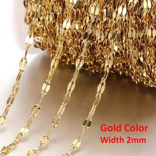 No Fade 2Meters Stainless Steel Chains for Jewelry Making DIY Necklace Bracelet Accessories Gold Chain Lips Beads Beaded Chain ALODIA STORE