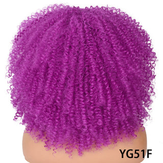 Short Hair Blonde Wigs Afro Kinky Curly Wig With Bangs For Black Women Cosplay Lolita Synthetic Natural Glueless Brown Mixed ALODIA STORE