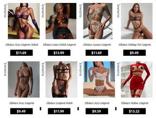 Ellolace Sexy See Through Lingerie Women Underwear Set Bra Set String Transparent Bandage Hollow Out Female Bra and Party Set ALODIA STORE