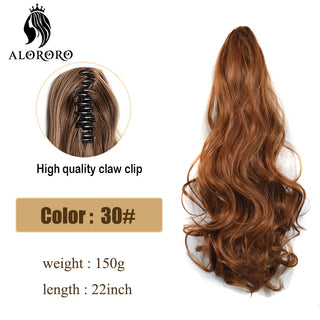 Synthetic 22inch Claw Clip Ponytail Hair Extension Wavy Ponytail Synthetic Ponytail Hair Clip For Women Pony Tail Hairpiece ALODIA STORE