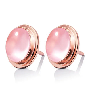 High Quality Natural Stones QUARTZ Clavicle Chain Necklace Pink Stone Earrings Wholesale necklace Jewelry Set For grandma Mum ALODIA STORE