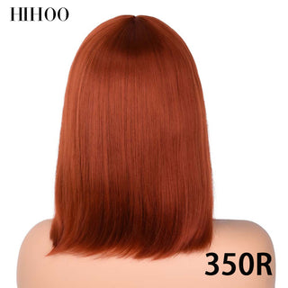 Short Straight Bob Wig for Women Synthetic Wigs Brown to Blonde Ombre Natural Fake Hair Heatresistant Wig Pink Wig With Bangs ALODIA STORE