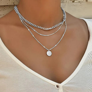 New Senior Fashion Women Pendant Necklaces Fine Double Link Chain Metal Heart Party Necklace Jewelry Gift ALODIA STORE