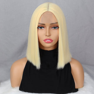 Green Short Bob Wig With Bangs for Women Shoulder Length Synthetic Wigs Cosplay Party Daily Lolita Natural Hair Black Pink Red ALODIA STORE