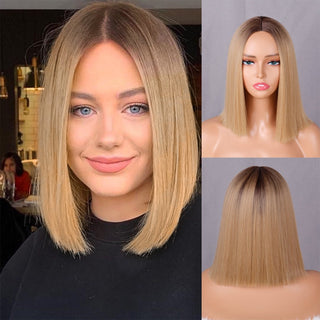 Green Short Bob Wig With Bangs for Women Shoulder Length Synthetic Wigs Cosplay Party Daily Lolita Natural Hair Black Pink Red ALODIA STORE