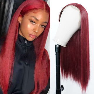 Perruque de Cosplay synthétique lisse et longue, noire ombrée, avec raie centrale naturelle, résistante à la chaleur, brune 613, pour femmes, 28 pouces ALODIA STORE