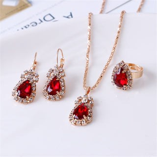 Exquisite Double Heart Necklace Earrings Bracelet Jewelry Set Charm Ladies Jewelry Fashion Bridal Accessory Set Romantic Gifts ALODIA STORE