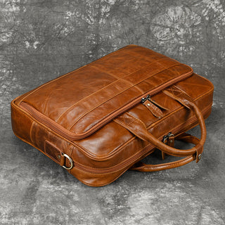 MAHEU Retro Laptop Briefcase Bag Genuine Leather Handbags Casual 15.6 Pad Bag Daily Working Tote Bags Men Male bag for documents ALODIA STORE