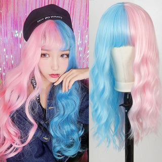 Lolita synthetic Wig Pink Wig Blonde wig Long Streight hair With Bangs Natural wigs For women hair Cosplay Wig ALODIA STORE