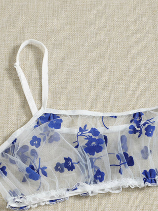 Leechee New Lingerie Set Floral Full Cup Bra For Women Fashion Mesh Sexy Underwear Intimate Lingerie Ruffles Bra And Panty Set ALODIA STORE